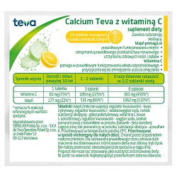 Calcium Teva z witaminą C, smak pomarańczowy, 14 tabletek musujących *