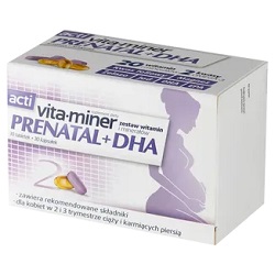Vita-miner Prenatal + DHA 30 tabletek + 30 kapsułek *-data waznosc 30.06.2026