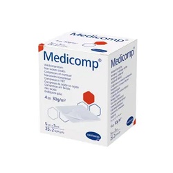 Kompresy MEDICOMP 5 x 5cm z włók.jał. 50 szt. (25 x 2 szt.) *