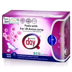 Podpaski higieniczne na noc z paskiem anionowym 8szt GENTLE DAY *