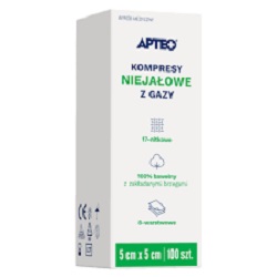 Kompresy gaz. niejał. APTEO CARE 5x5cm 100 szt. *