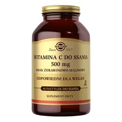 SOLGAR Witamina C smak żurawinowo-malinowy 90 past. *-data ważnosci 30.04.2026