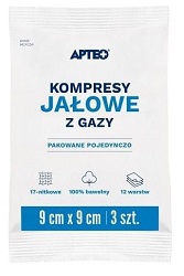 Kompres jałowy 9cm x 9cm 3 sztuki APTEO *