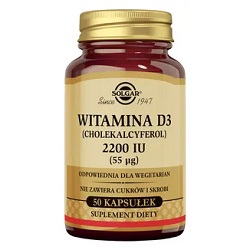SOLGAR Witamina D3 2200 IU (55 mcg) 50kaps.*
