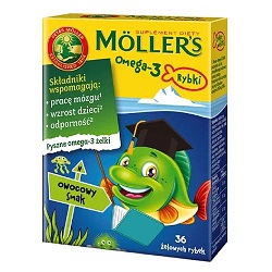 Mollers Omega-3 Rybki Owocowy smak żelki 36 sztuk *