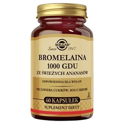 SOLGAR Bromelaina 1000 GDU ze świeżych ananasów 60 kaps *