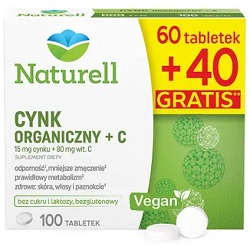Naturell Cynk Organiczny + C tabl. 100 tabl. *