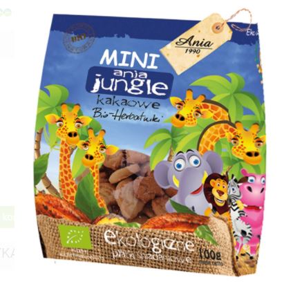 Ciastka Kakaowe Mini Jungle BIO 100 g - BIO ANIA *