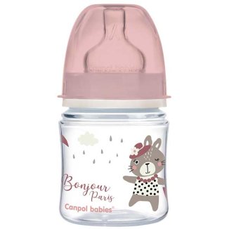 Canpol Babies Butelka 120ml szeroka antykolkowa PP Easy Start BONJOUR 35/231 pink*