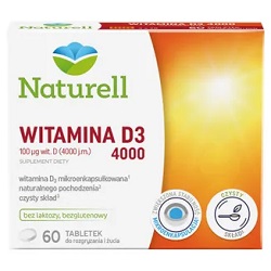 NATURELLl Witamina D3 4000, 60 tabletek do rozgryzania i żucia *