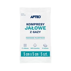 Kompresy gaz. jał. APTEO CARE 5x5cm 5szt.