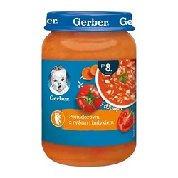GERBER Zupka Pomidorowa z ryżem i indykiem 190 g * do 3 dowolnych gerberków mus bobofrut Gratis!