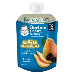 GERBER Deser Gruszka suszona śliwka po 6 m-cu 80 g *do 3 dowolnych gerberków mus bobofrut Gratis