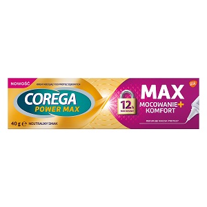 Corega Power Max Mocowanie+ Komfort krem mocujący do protez zębowych 40 g *