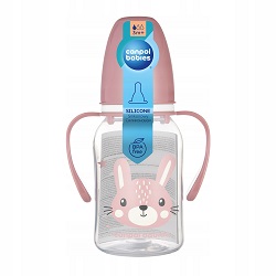 Canpol Babies Cute Animals Butelka 120 ml z uchwytami standardowa różowa 11/823