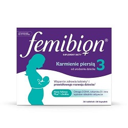 Femibion 3 Karmienie Piersią, Kwas Foliowy Plus, DHA, 56 tabletek + 56 kapsułek *