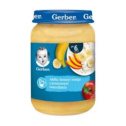 GERBER Deser jabłka, banany i mango z kremowym twarożkiem 190 g *