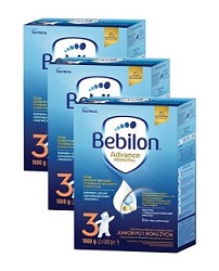 Zestaw Bebilon 3 Advance Pronutra Junior, formuła na bazie mleka po 1. roku ż, 1000 g x 3 pack *