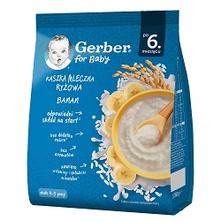 GERBER Kaszka mleczno ryżowa banan 160g *do 3 dowolnych gerberków mus bobofrut 150g Gratis !!!