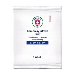 Kompresy jałowe z gazy 5x5 *3 Apteczka ABC *