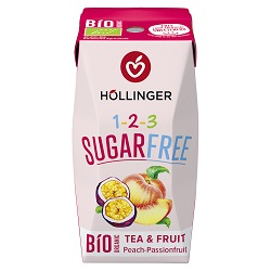 Napój o smaku brzoskwinia - marakuja bez cukru bio 200 ml - HOLLINGER *