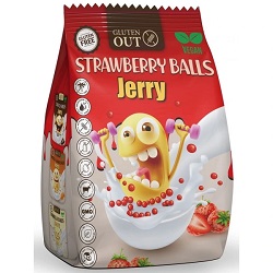 Kulki zbożowe truskawkowe bezglutenowe 375 g -JERRY GLUTEN OUT*