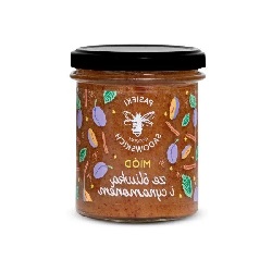 Miód ze śliwką i cynamonem 430g -Pasieki Rodziny Sadowskich *