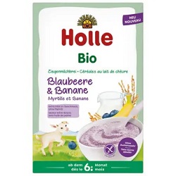 Holle Kaszka ryżowa Bio, jagoda i banan z mlekiem kozim, bezglutenowa, od 6 miesiąca, 200 g*